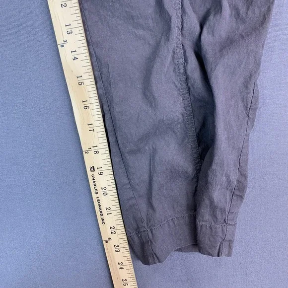 Eileen Fisher Pant Women 8 Gray Linen Cargo Taper Ankle Drawstring Stretch 32x24 - Picture 10 of 15